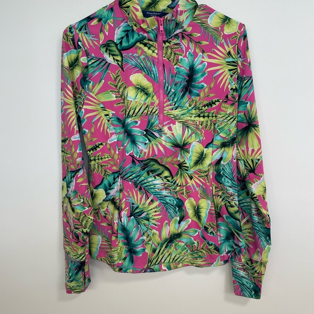Tommy Bahama Tropical Floral Women's Blouse - Pink and Green - Picture 2 of 12